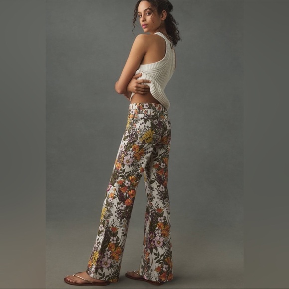 WRANGLER ANTHROPOLOGIE WANDERER FLORAL BOHO BOHEMIAN 70S FEMININE FLARE JEANS - Picture 7 of 16